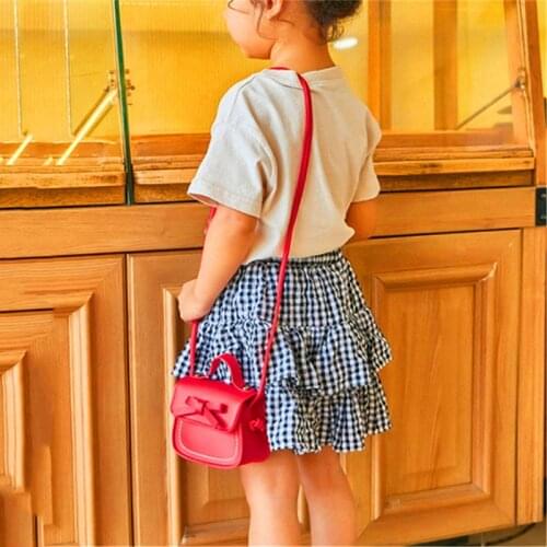 New Childrens Shoulder Bag PU Leather Solid Bowknot Girls Princess Handbag Lovely Baby Mini Messenger Bags Kids Coin Purse