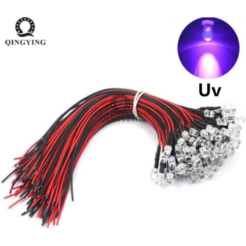 30-100pcs/lot 20cm Pre Wired 3mm 5mm LED Light Lamp Bulb Prewired Emitting Diodes For DIY Home Decoration DC12V