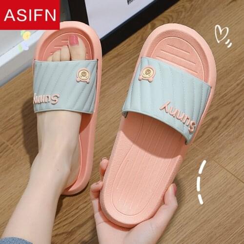 ASIFN Cute Home Womens Slippers Summer Cute Pig Cartoon Sunny Shoes Indoor Ladies Non-slip Girls Slides Men Zapatillas De Mujer