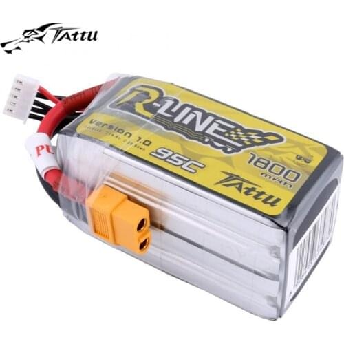 TATTU R-line 1800mAh 95C 4S/6S 22.2V/14.8V Lipo Battery Pack with XT60 Plug for most of the FPV Racing Quadcopters