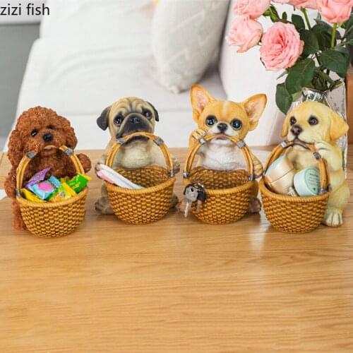 Resin Dog Statue Crafts Storage Ornaments Key Storage Box Storage Basket Animal Decoration Accessories Figurines Furnishings