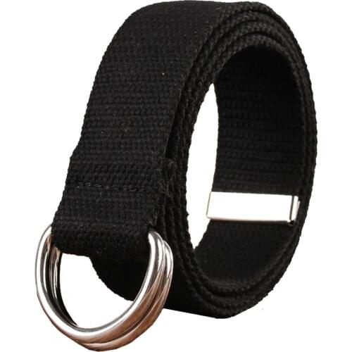 Unisex Canvas Belt Casual Belt Double Ring Buckle Belt Man Fashion Womens Casual Cowboy Belts Polychromatic 18 Colors