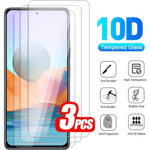 3pcs 10D Protective Glass For Xiaomi Redmi Note 10 Pro Screen Protector Redme Note10 4G Not 10Pro Max 10s Screen Protector Film