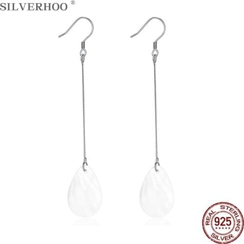 SILVERHOO 925 Sterling Silver Oval Ceramics Drop Earrings For Women Minimalist Statement Luxury Earings Fine Jewelry Hot Sale