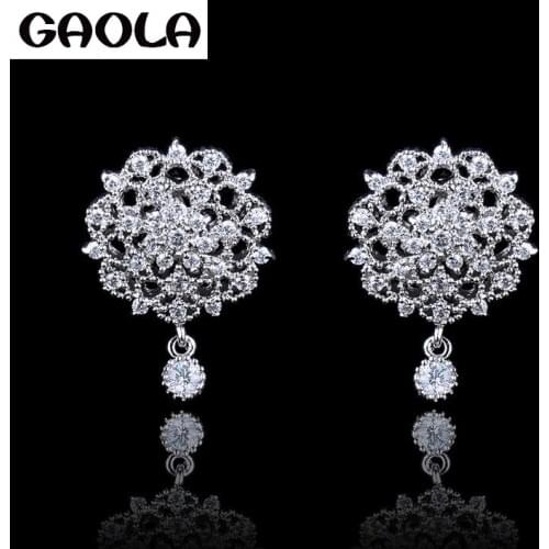 GAOLA High Quality Crystal White Color Earring For Women Flower earrings GLE1470
