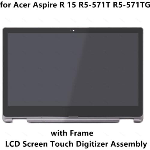 15.6" Full LCD Display Screen Panel Touch Glass Digitizer Assembly +Frame for Acer Aspire R 15 R5-571T R5-571TG Series 1920x1080
