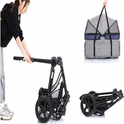 17%Large pet stroller high-end dog stroller rescue dog four-wheeled outbound supplies box