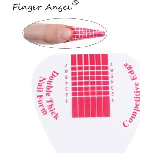 Finger Angel 50/100/500pcs Nail Form Nail Art French Plastic Guide Transparent Horseshoe Chablon Nails Extension Manicure Tool