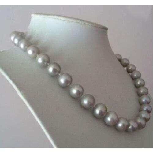 Free shipping VERY CHARMING SOUTH SEA GRAY NATURAL PEARL NECKLACE 10-11MM 18"