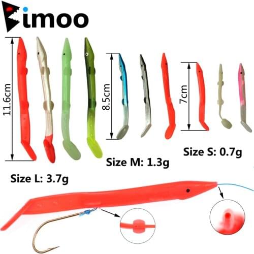 Bimoo 100pcs/bag Soft Bait Fish Sabiki Rig Eel Lure Saltwater Sea Fishing Soft Lure Size S M L