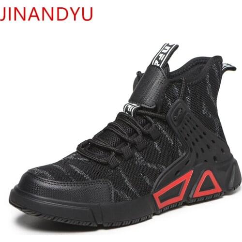 Mesh Size 48 Steel Toe Boots Working Shoes Man Safety Boots Fashion Breathable Black Shoes Men Ankle Boots High Top Sneakers