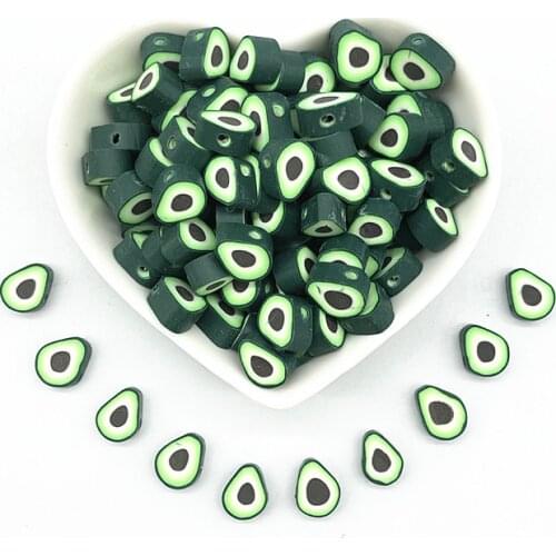 NEW 30pcs10mm Green Fruits Beads Polymer Clay Spacer Loose Beads for Jewelry Making DIY Bracelet Accessories