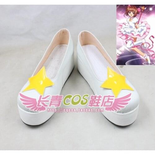 Cardcaptor Sakura Kinomoto Sakura White Thick Heel Girls Cosplay Shoes C006