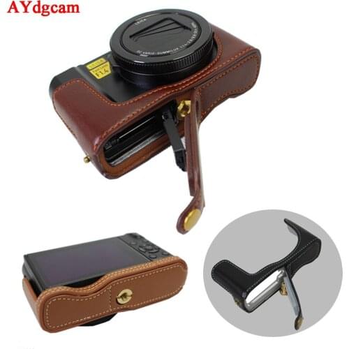 Real Leather Camera Video Case For Panasonic LX10 LUMIX LX10 DMC-LX10 Genuine Leather Camera Half Bag Body Bottom Cover