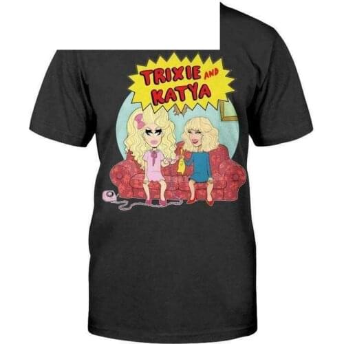 Trixie & Katya Show Couch Beavis & Butt-Head Parody Cartoon Logo Black T-shirt