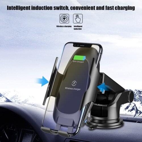 Black + White Ptinting Battery Charging Units 10W Qi Car Wireless Charger Windshield Dash Air Vent Phone Mount Holder