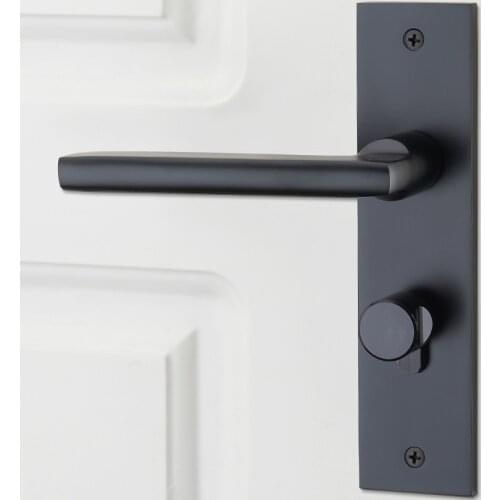 Black solid space aluminum door locks Continental bedroom minimalist interior door handle lock cylinder security locks Packages