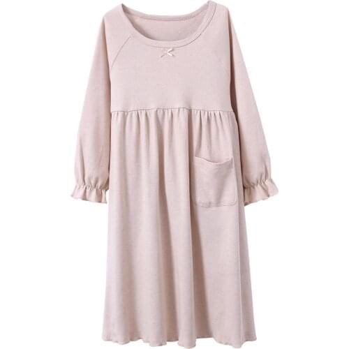 Girls Kids Natural Cotton Nightgown Sleepwear Dress Soft Organic Home Dress Summer Autumn Short Long Sleeve Soft Wear 4-12T