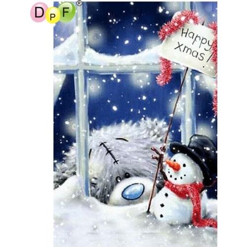 DPF DIY The snowman teddy bear 5D home decor diamond mosaic square diamond embroidery needlework diamond painting cross stitch