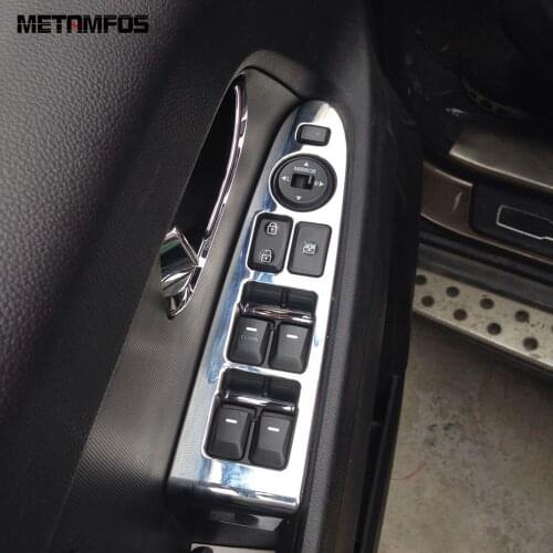 For Kia Sportage 2010-2013 2014 2015 Chrome Window Lift Switch Cover Trim Inside Armrest Frame Interior Accessories Car Styling