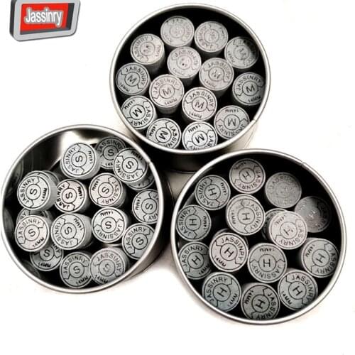 Jassinry 10pcs/lot 14mm grey color 10layers Pool cue tips in S/M/H high quality pigskin billiard cue tips Billiards accessories