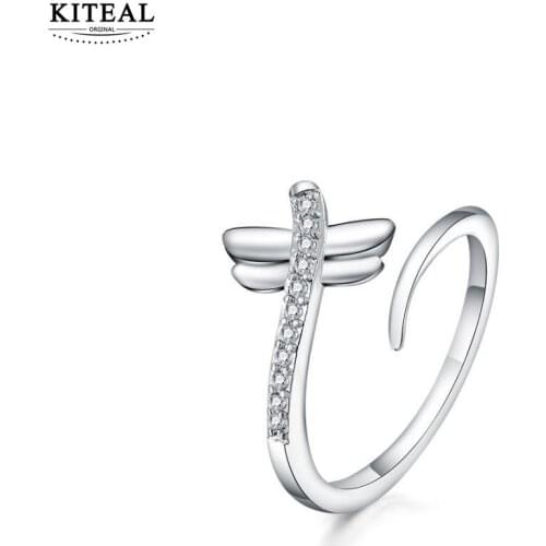 KITEAL 2018 New Fashion Inlay High Quality Shine Crystal Zircon Adjustable Dragonfly Ring Summer Jewelry Accessories