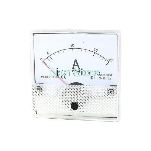 Class 2.5 DH80 AC 0-20A Plastic Square Analog Panel Ammeter Gauge