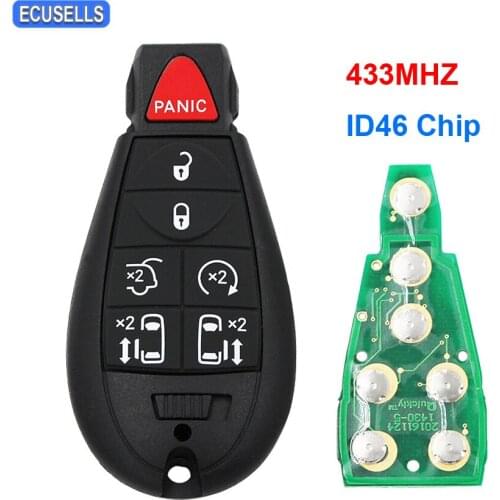 6+1/7 Button Remote Smart Car Key 434Mhz ID46 Chip PCF7941 For Chrysler Town Country 2008 - 2012 for Jeep for Dodge Uncut Blade