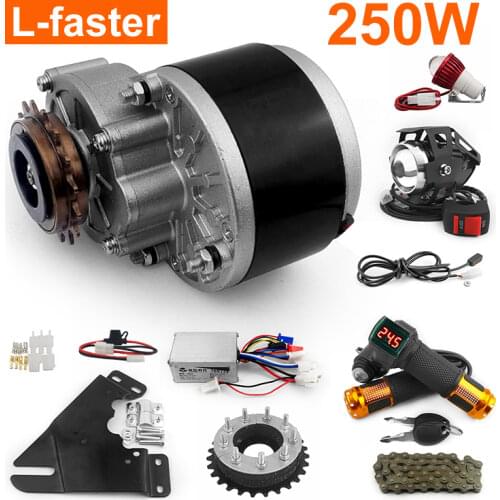 L-faster 24V 36V 250W Electric Bike Brush Motor With Handlebar Throttle Power Switch Voltmeter Brake Sensor Brake Light