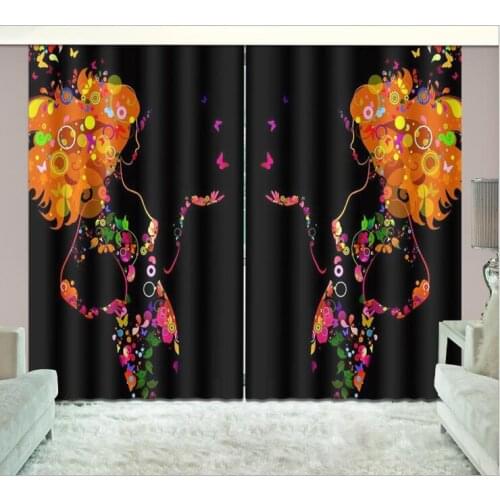 Fashion girl Bedroom 3D Window Curtain Living Blackout living Room Hotel decorate Drapes Cortina Rideaux Custom size pillowcase