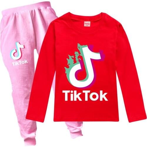 TIK TOK Cartoon Fashion Long Sleeve Shirts for Toddlers Cotton Girls Clothes Fall Baby Boy Clothes Set Teenage Pans