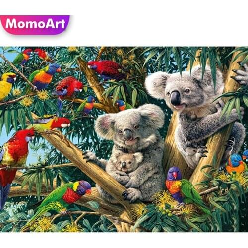 MomoArt Diamond Painting Parrot Full Square 5D Diamond Embroidery Koala Cross Stitch Mosaic Animal Rhinestones Home Decoration