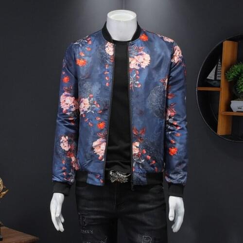 Men Fashion Jacket Casual Printed High-quality Mens Plus Size Jacket Streetwear Bomber Jacket Men Autumn Korean Jacket