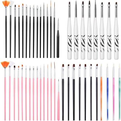 3/4/7/8/15Pcs Nail Art Brush Set Design Tip Painting Drawing Carving Dotting Pen Liner Acrylic Gel UV Polish Manicure Brushes