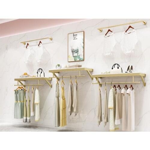 Clothes store wall display rack simple wall hanging womens clothing store hangers display shelves