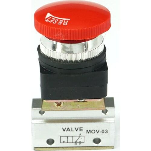 Push Button MOV-03 G1/8" 2/3 Way Red Mushroom Pneumatic Mechanical Valve