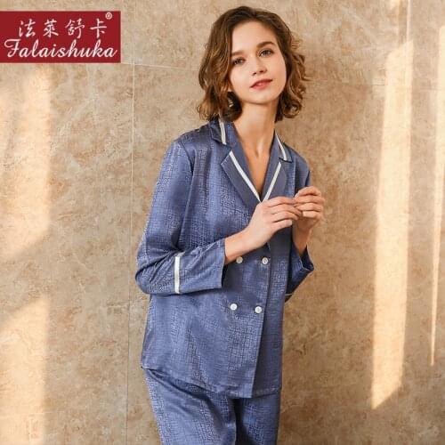 19 momme super quality 100% natural silk pajamas sets women sleepwear long sleeves Noble Blue genuine silk pyjamas women T8225