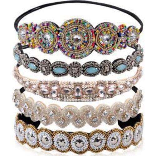 Ethnic Seed Beads Handmade Headband Pearl Rhinestone Customized Beaded Hairband For Women & Girls Hair Accessories