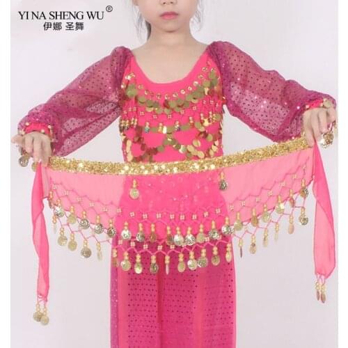 Children Kids Belly Dance Hip Scarf Accessories 2 Row Belt Skirt With bellydance Tone Coins Waist Chain WrapDance Wear Kids