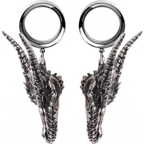2PCS Ear Piercing Earrings Ear PlugsTunnels In The Ear Expansions Dragon Head Ear Reamer Dilataciones Oreja Gauges BodyJewelery