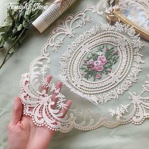 Modern Lace oval Embroidery drink table place mat wedding pad Cloth placemat cup mug Christmas gift coaster dining doily kitchen