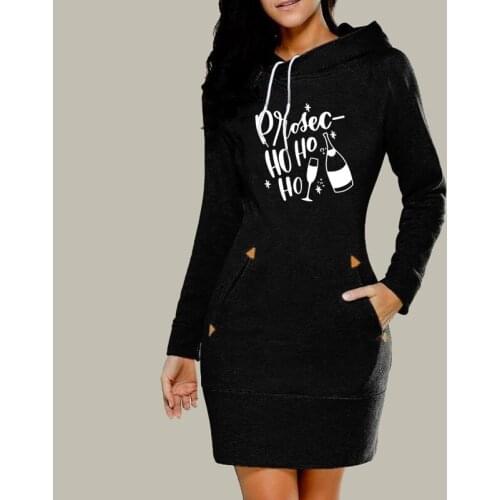Women Prosecco HO HO HO Stylish Printing Print Hoodie Ladies Women Cotton Hoodie Fashion Streetwear Camisetas