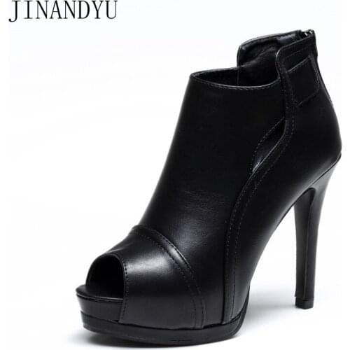 Peep Toe Party Heels Women Elegant Platform Shoes Woman Pumps Big Size 43 High Heels Sexy Stiletto Black Shoes Plataforma Mujer