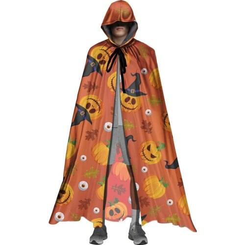 Unisex Hooded Cloak Funny Halloweentown Pumpkin Ghost Brand Design Casual Adult Halloween Christmas Cosplay Costume Robes Capes