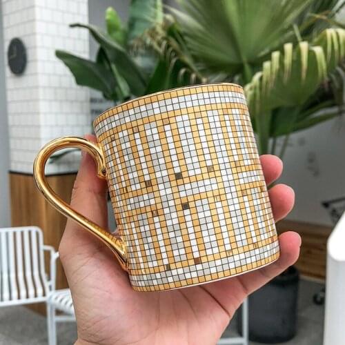 High-grade Mosaic Gold Personalized Ceramic Cups Nordic Creative Cups Coffee Cups Coffee Cups