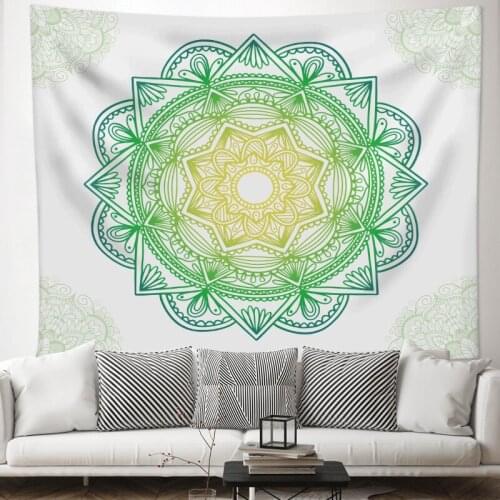 Green and Gold Gradient Mandala Tapestry for Livingroom Photography Wall Decor