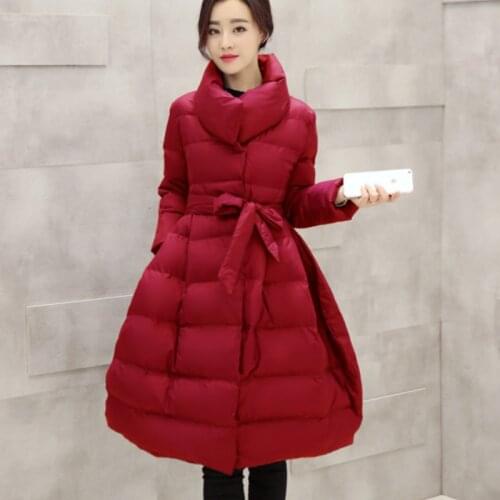 Cotton Padded Jacket Women Tops Thick Solid Plus Size Ukraine Loose Maternity Clothes Belt Warm Coat Winter Warm Outerwear S170