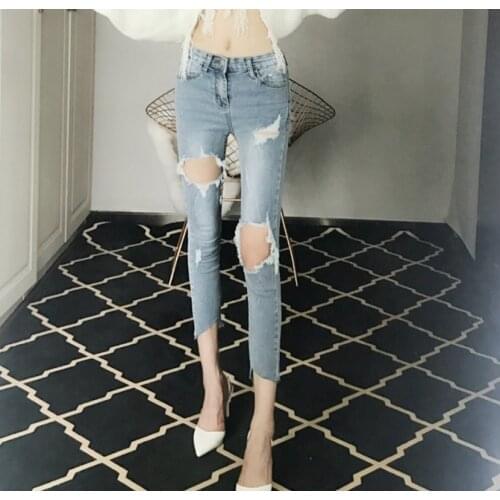 Womens Ripped Jeans Summer 2020 New High Waist Slim Skinny Leggings Plus Size Jeans Woman Streetwear High Waist Jeans