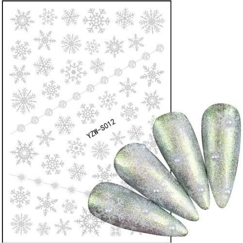 1 Sheet Snowflake Nail Art Stickers 3D Christmas Designs Adhesive Sliders For Nails Foil Decals Manicure Decorations