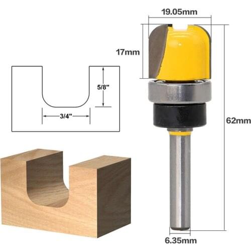 1Pcs 6.35 Shank With Bearing Deep Round Bakelite Carving Trimming Router Bit Milling Cutter For Wood Wood Line Knife Hobbing